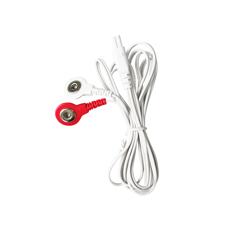 白色双并头一拖二纽扣（白+红）电极线
